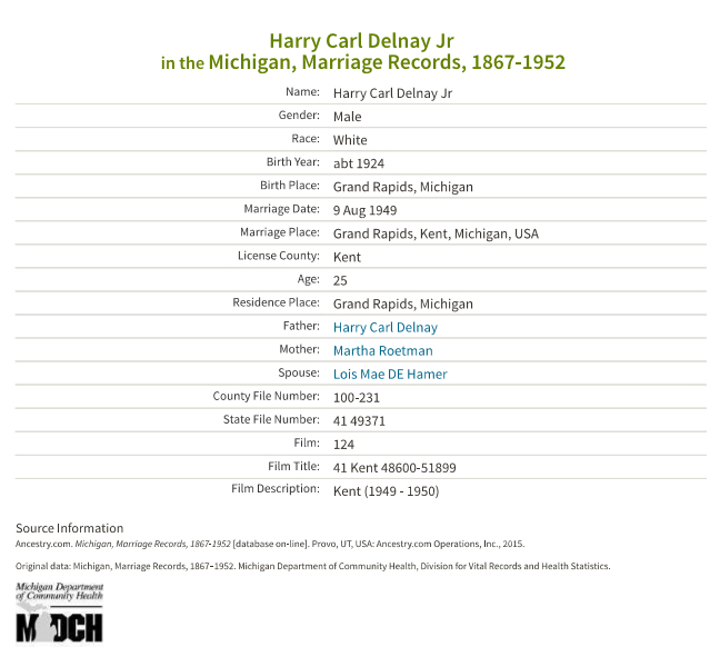 Harry Carl Delnay jr_ marriage