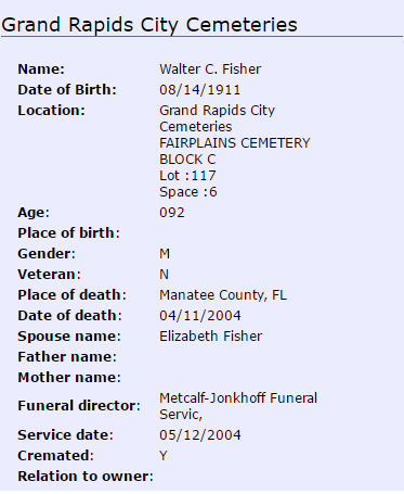 Walter C. Fisher_burial